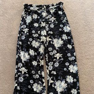 Floral wide-leg pants